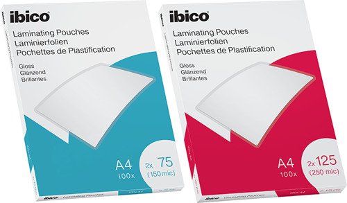 IBICO Pack de 100 pochettes de plastification brillantes A4, 75